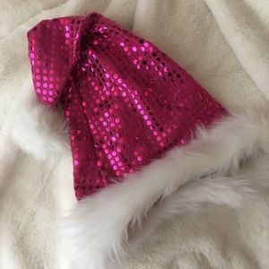 Pink sparkly Santa hat